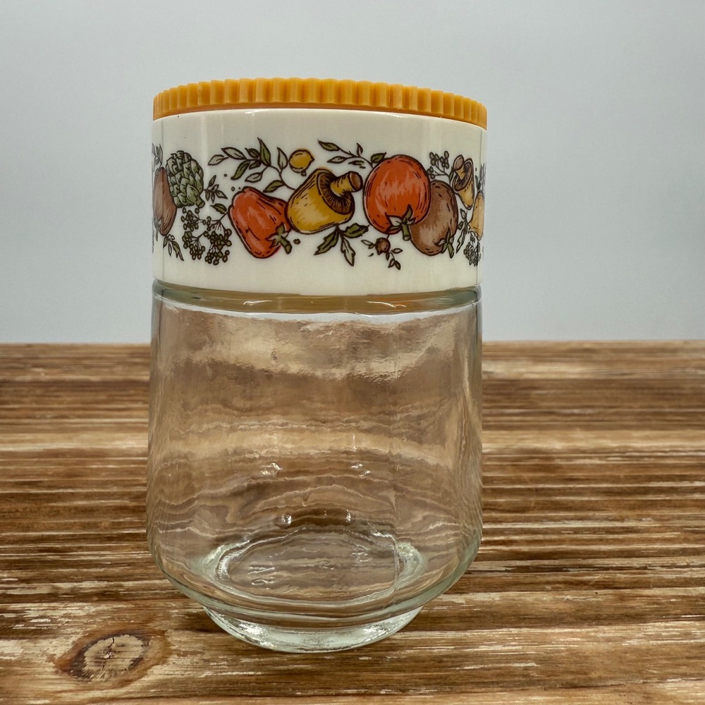 Spice Of Life Set 5 Gemco Corning Glass Jars Spice Shakers Veggies Mushroom Vtg - Picture 10 of 10
